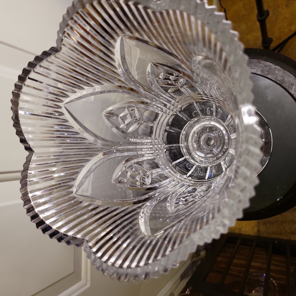 #2 Huge German Crystal Hurricane Vase Vintage 14" - Picture 4 of 9